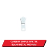 Curseur simple tirette blanc métal pour fermeture à glissière YKK 9 mm