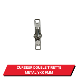 Curseur double tirette métal pour fermeture à glissière YKK 9 mm