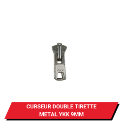 Curseur double tirette métal pour fermeture à glissière YKK 9 mm