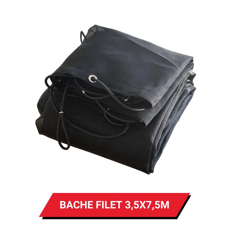 Bâche filet 190 g/m² noire - Dimensions 3,5 x 7,5 m