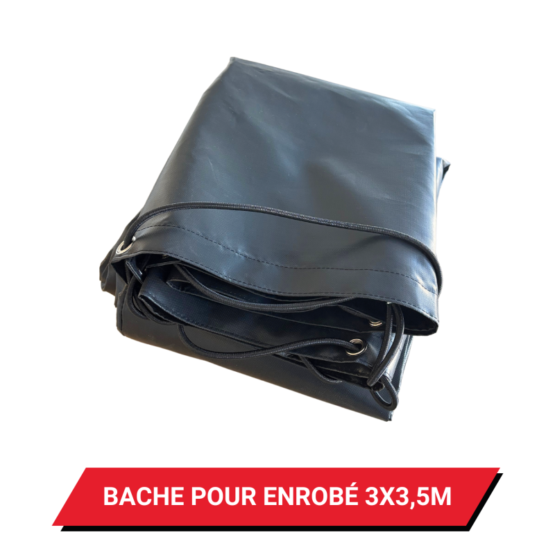 Bâche pour transport d'enrobé 370 g/m² noire - Dimensions 3 x 3,5 m