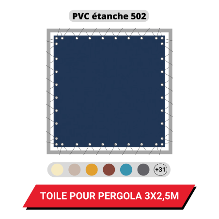 Toile PVC étanche 570 g/m² Soltis 502 pour pergola 3 x 2,5 m - Coloris au choix