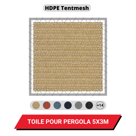 Toile Polyéthylène 340 g/m² Tentmesh pour pergola 5 x 3 m - Coloris au choix