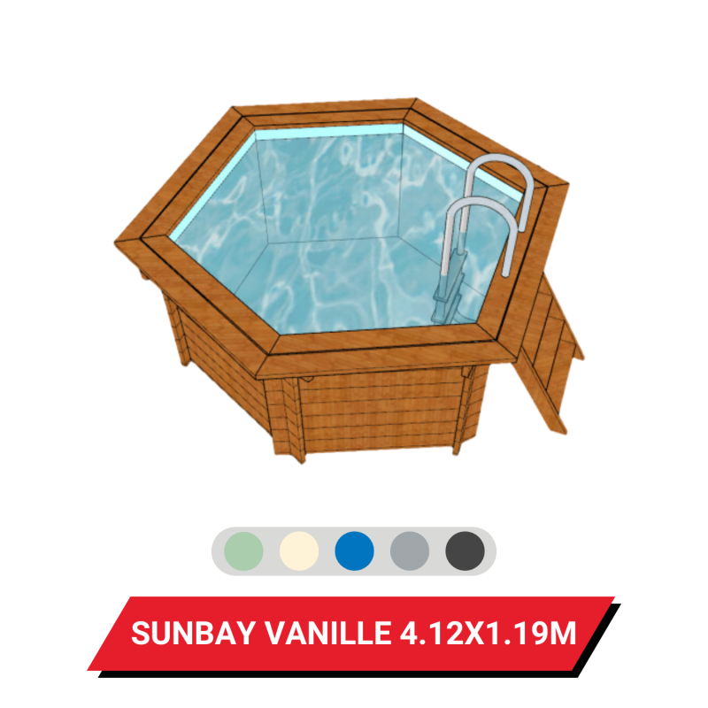Bâche d'hivernage pour piscine hors sol bois Gré Sunbay Vanille Ø 412 cm