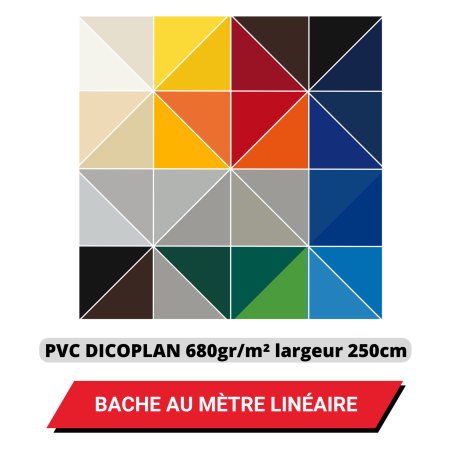 Bâche PVC 680 g/m² largeur 250 cm au mètre