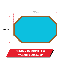 Bâche d'hivernage pour piscine hors sol bois Gré Sunbay Camomille & Wasabi 620 x 395 cm