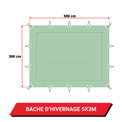 Bâche d'hivernage pour piscine enterrée 4,3 x 2,3 m