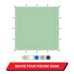 Bâche d'hivernage pour piscine enterrée 6 x 6 m
