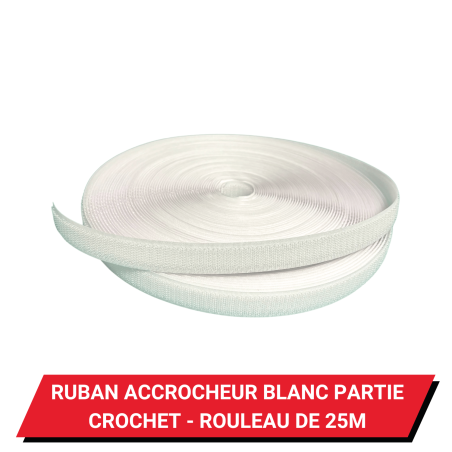 Ruban accrocheur à coudre type Velcro - Rouleau de 25 m