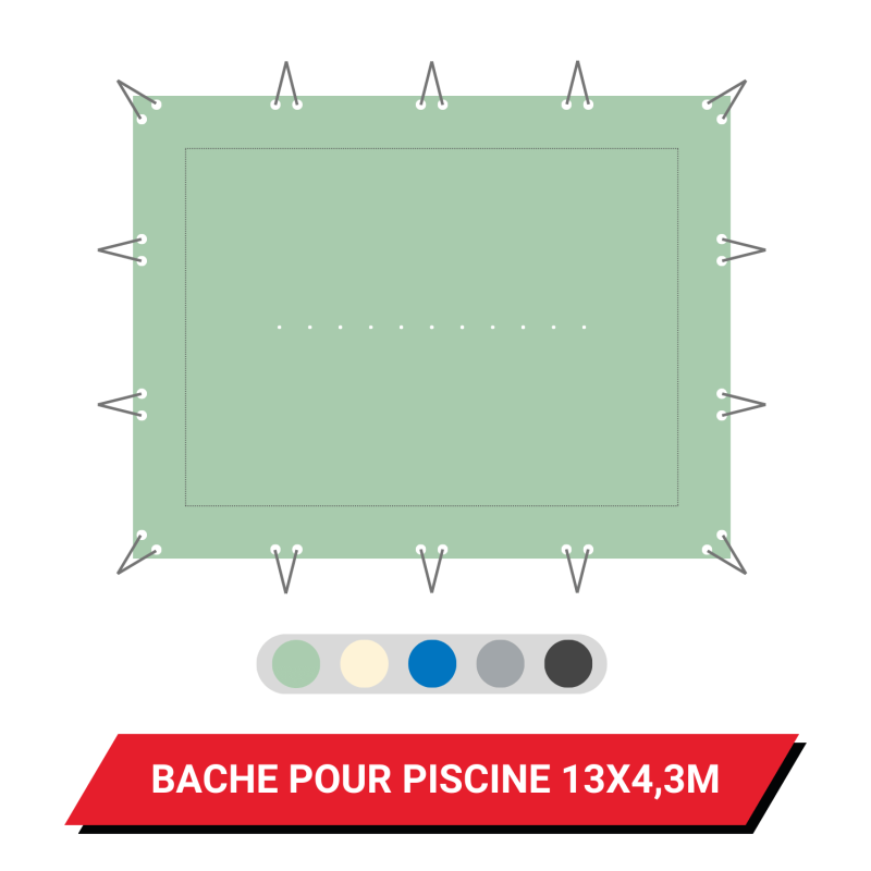 Bâche d'hivernage pour piscine enterrée 13 x 4,3 m
