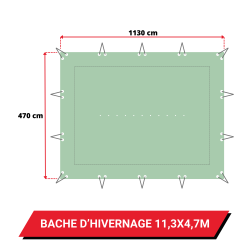 Bâche d'hivernage pour piscine enterrée 10,6 x 4 m