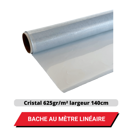 Bâche transparente 625 g/m² largeur 140 cm au mètre