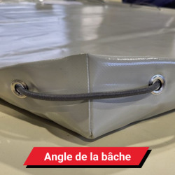 Bâche pour remorque Noval RB 2524 - 255 x 147 x 12 cm - Angle de la bâche