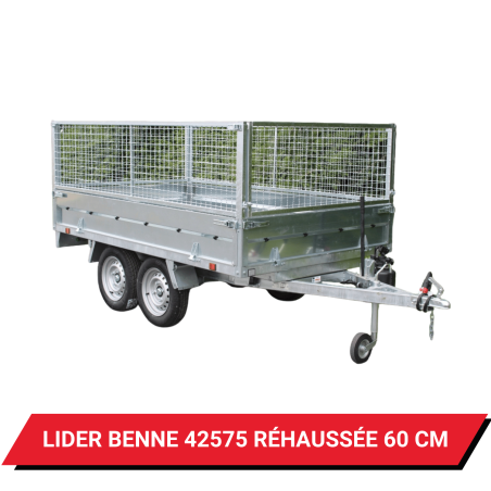 Bâche pour remorque Lider Benne 42575 réhaussée de 60 cm