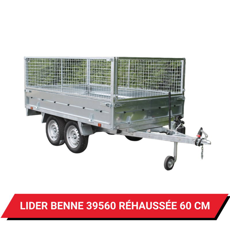 Bâche pour remorque Lider Benne 39560 réhaussée de 60 cm