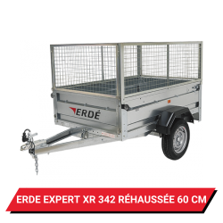 Bâche haute pour remorque Erdé Expert XR 342 réhaussée de 60 cm - 347 x 187 x 72 cm