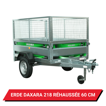 Bâche haute pour remorque Erdé Daxara 218 réhaussée de 60 cm - 212 x 136 x 72 cm