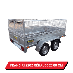 Bâche haute pour remorque Franc RI 2202 réhaussée de 80 cm - 262 x 165 x 90 cm