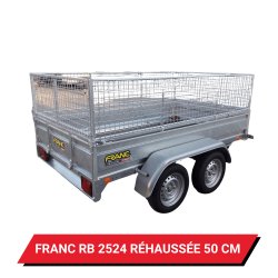 Bâche haute pour remorque Franc RB 2524 réhaussée de 50 cm - 255 x 147 x 62 cm