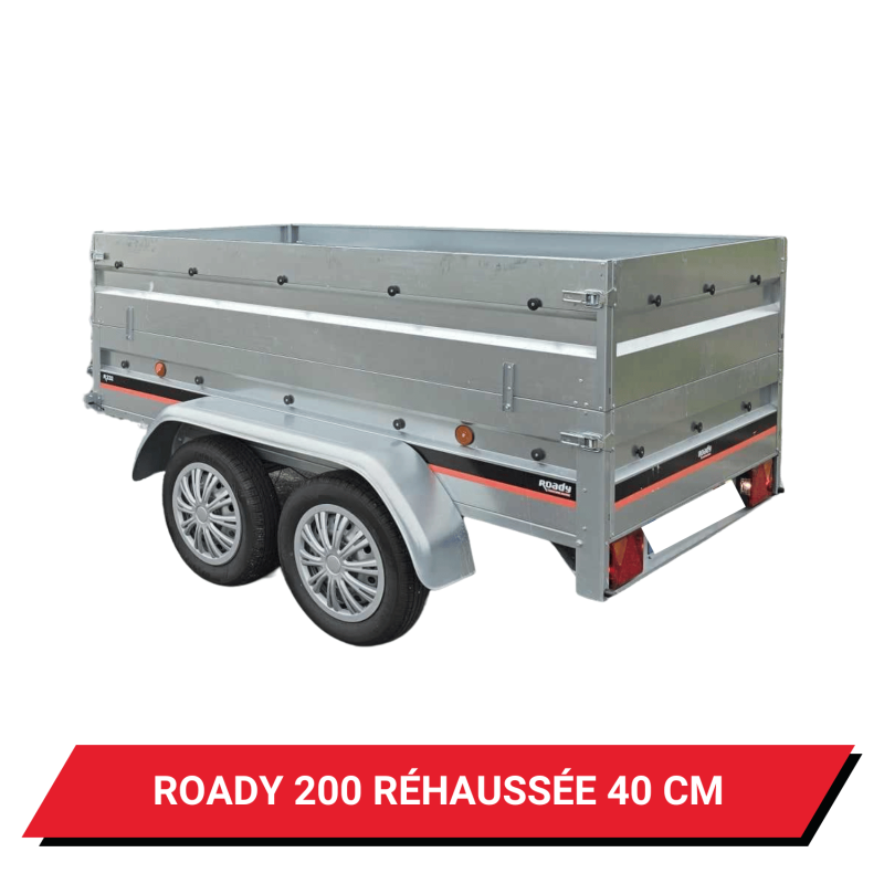 Bâche haute pour remorque Roady 200 réhaussée de 40 cm - 200 x 120 x 50 cm