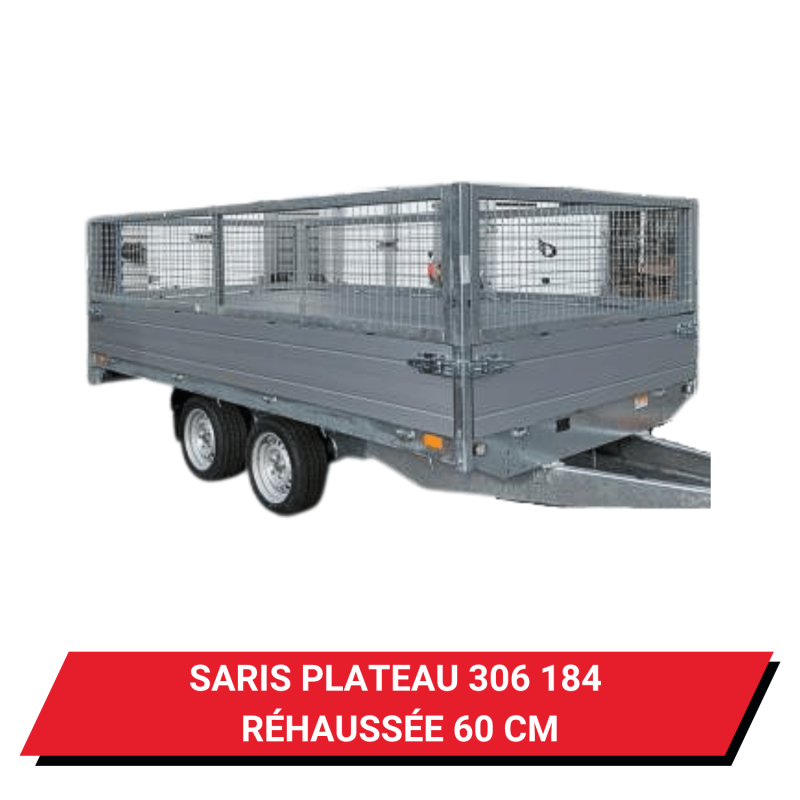 Bâche haute pour remorque Saris Plateau 306 184 réhaussée de 60 cm - 313 x 191 x 70 cm