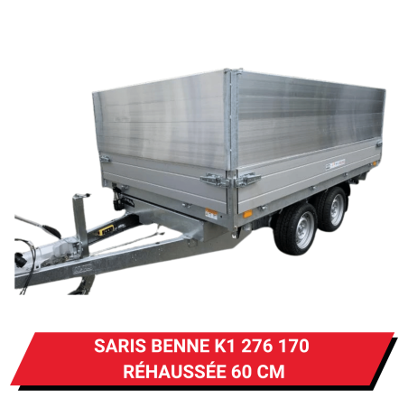 Bâche haute pour remorque Saris Benne K1 276 170 réhaussée de 60 cm - 283 x 177 x 70 cm
