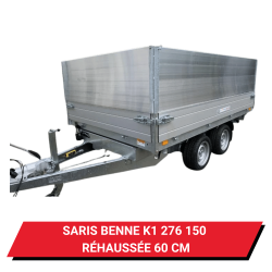 Bâche haute pour remorque Saris Benne K1 276 150 réhaussée de 60 cm - 283 x 157 x 70 cm