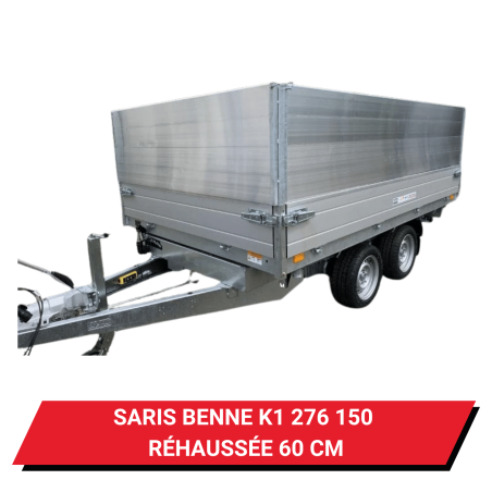 Bâche haute pour remorque Saris Benne K1 276 150 réhaussée de 60 cm - 283 x 157 x 70 cm