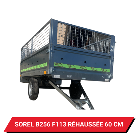 Bâche haute pour remorque Sorel B256 F113 réhaussée de 60 cm - 262 x 154 x 72 cm