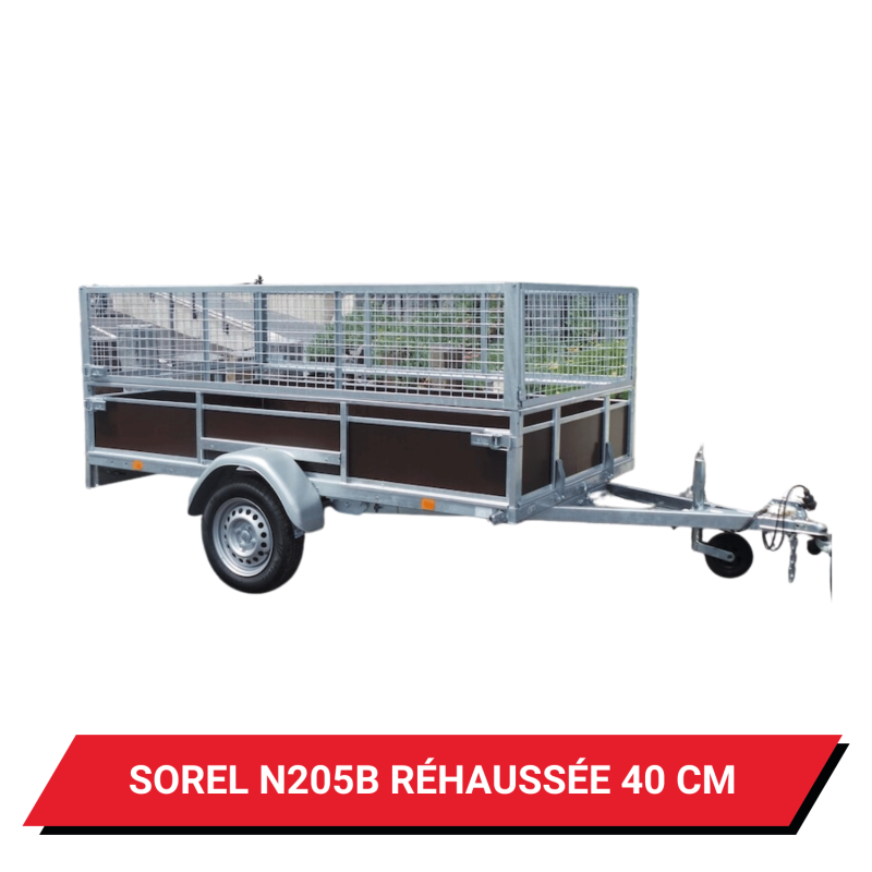 Bâche haute pour remorque Sorel N205B réhaussée de 40 cm - 200 x 136 x 50 cm