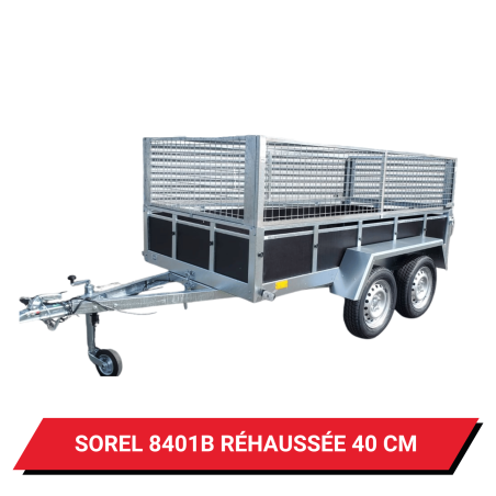 Bâche haute pour remorque Sorel 8401B réhaussée de 40 cm - 202 x 130 x 50 cm