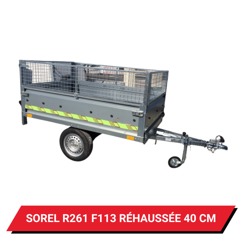 Bâche haute pour remorque Sorel R261 F113 réhaussée de 40 cm - 259 x 135 x 50 cm