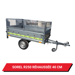 Bâche haute pour remorque Sorel R250 réhaussée de 40 cm - 242 x 135 x 50 cm