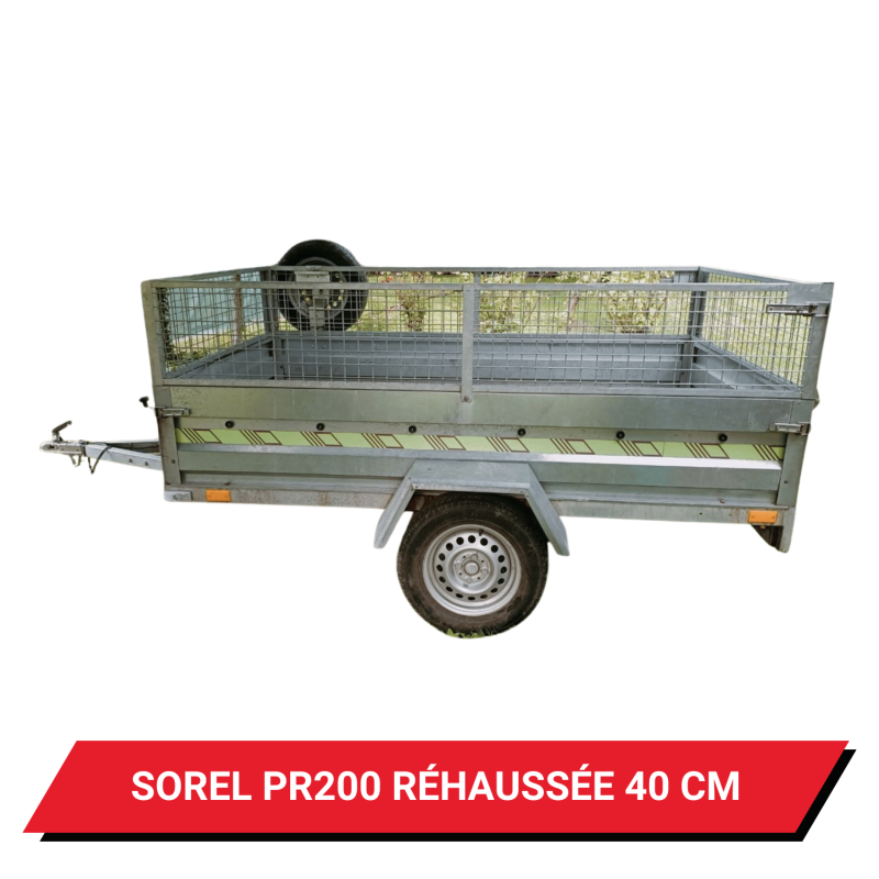 Bâche haute pour remorque Sorel PR200 réhaussée de 40 cm - 208 x 120 x 50 cm