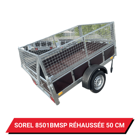 Bâche haute pour remorque Sorel 8501BMSP réhaussée de 50 cm - 208 x 131 x 62 cm