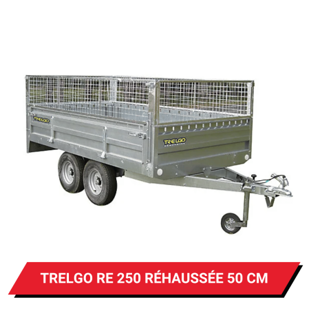 Bâche haute pour remorque Trelgo RE 250 réhaussée de 50 cm - 256 x 148 x 62 cm