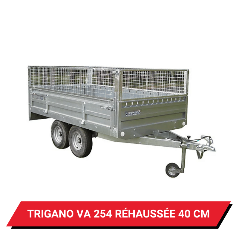 Bâche haute pour remorque Trigano VA 254 réhaussée de 40 cm