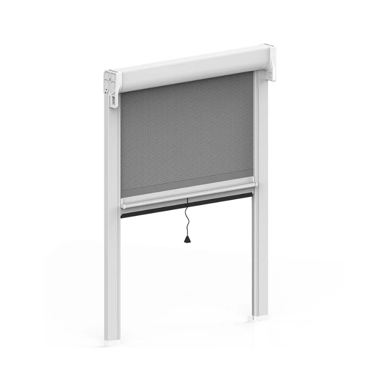 Moustiquaire enroulable 100 x 196 cm - Toile fibre de verre grise et Structure blanche RAL 9010