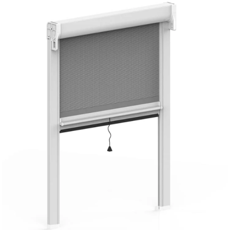Moustiquaire enroulable 100 x 196 cm - Toile fibre de verre grise et Structure blanche RAL 9010