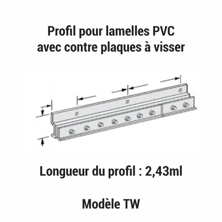 Profil pour lamelles PVC avec contre plaques à visser TW