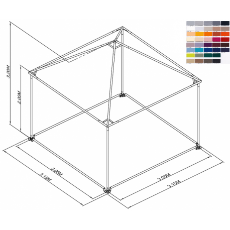 Pyramide 3x3 ou 9 m² couleur M2