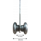 Dimensions roulette rail 24mm Inox, roulement à bille et plaque en Inox - vue du dessus