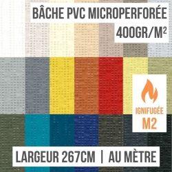 Bâche PVC microperforée 400gr/m² ignifugée M2 au mètre linéaire largeur 267cm