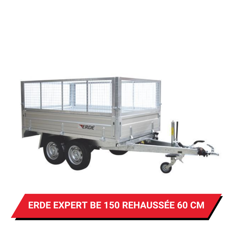 Bâche pour remorque Erdé Expert BE 150 réhaussée de 60cm