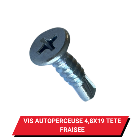 Vis autoperceuse 4.8x19 Acier zingué tête fraisée Cruciforme