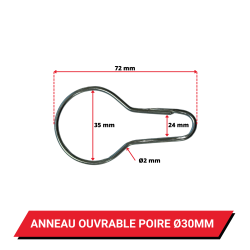 Anneau ouvrable poire Ø 30 mm Laiton nickelé