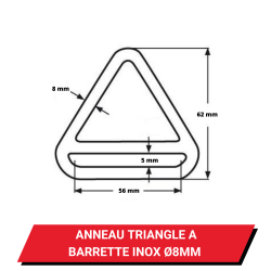 Anneau triangle à barrette Ø 8 mm Inox - Schéma