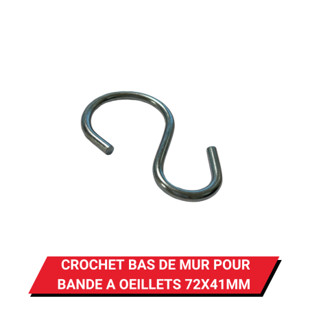 Crochet bas de mur pour bande à œillets 72 x 41 mm
