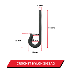 Crochet zigzag Nylon - Coloris au choix