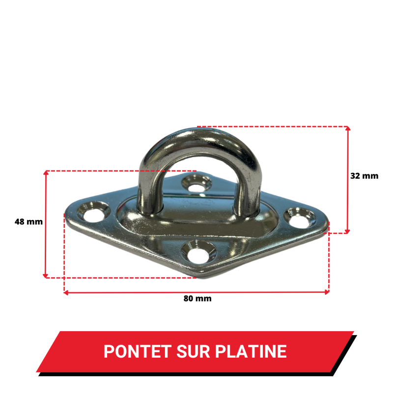 Pontet Sur Platine Losange – 37x59 Mm – Lot De 5 – Inox 316 – Pour Accastillage Marin